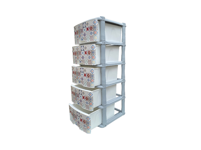 Mueble organizador gris mosaicos x5 cajones - Rimoplásticas