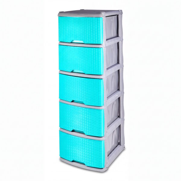13050---MUEBLE-ORGANIZADOR-RATTAN-X-5-GRIS---VERDE-AGUAMARINA-V2 Mueble Organizador Rattan X5